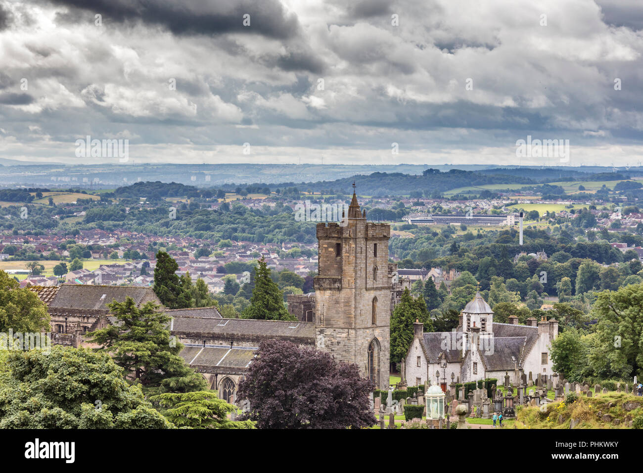 Church of the Holy Rude, Holy Cross, cityscape from Stirling Castle, Stirlingshire, Scotland, UK Stock Photo