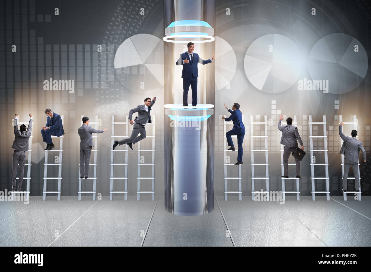 Businessmen in accelerated and fast promotion concept Stock Photo - Alamy