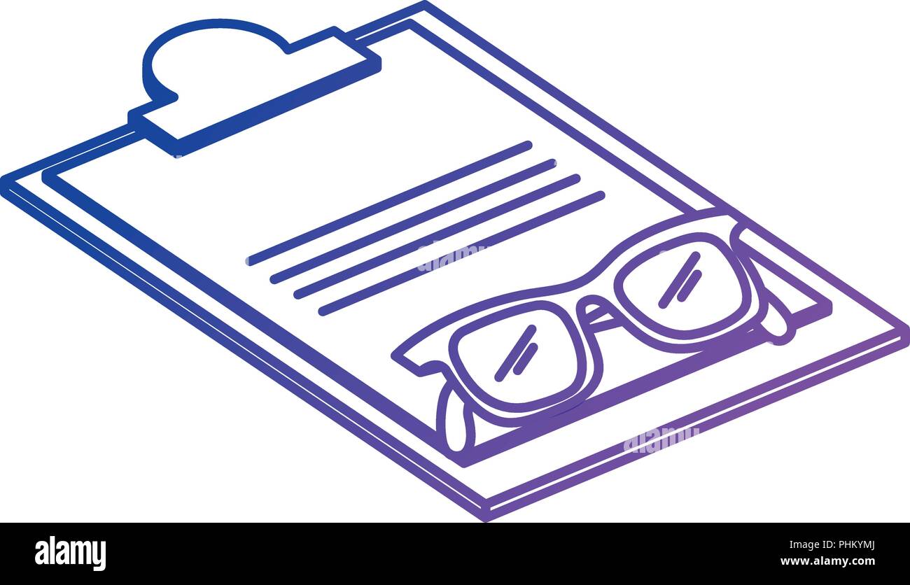 checklist clipboard with eye glasses vector illustration design Stock Vector