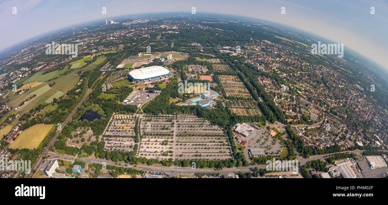 Aerial view, ARENA PARK Gelsenkirchen, Veltins-Arena, Arena AufSchalke in Gelsenkirchen is the soccer stadium of the German soccer club FC Schalke 04, Stock Photo