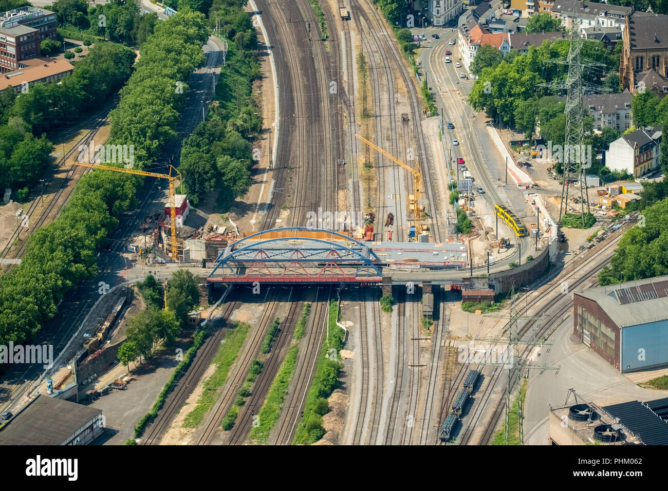Aerial view, Mülheim Mitte with a view of Ruhrbania, Ruhr promenade ...