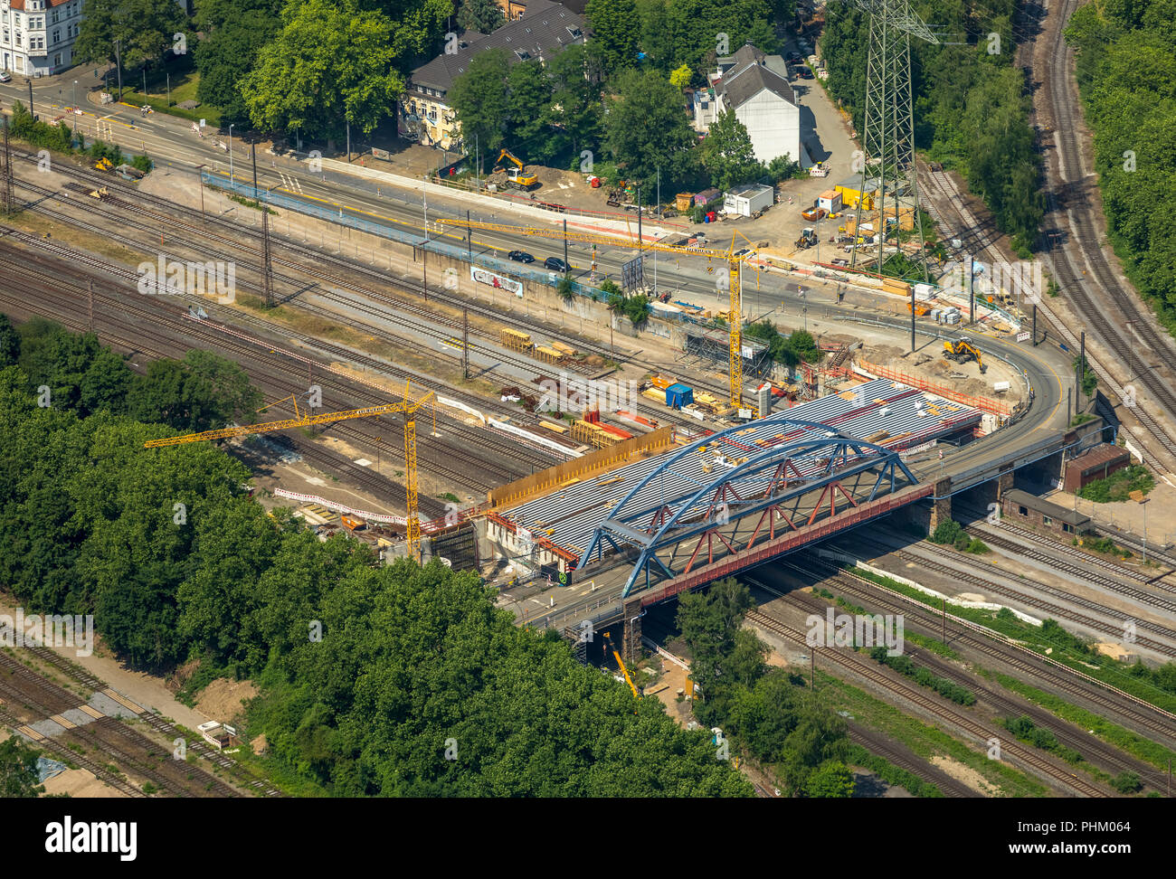Aerial view, Mülheim Mitte with a view of Ruhrbania, Ruhr promenade ...