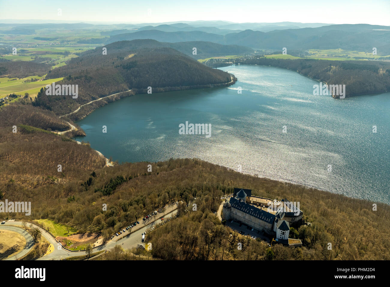 Waldeck with the castle complex Schloss Waldeck in Waldeck with the