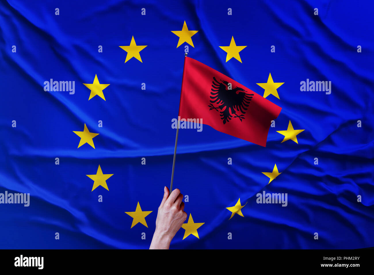 Flag of the European Union and Albania Stock Photo Alamy