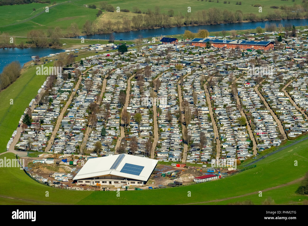 Campingplatz Grav-insel GmbH & Co KG, 2000 pitches and Germany's largest campsite in Wesel in NRW. Wesel, Rhineland, Hanseatic City, Lower Rhine, Nort Stock Photo