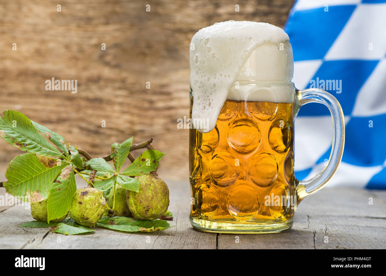 big glass filled with Bavarian lager beer Stock Photo