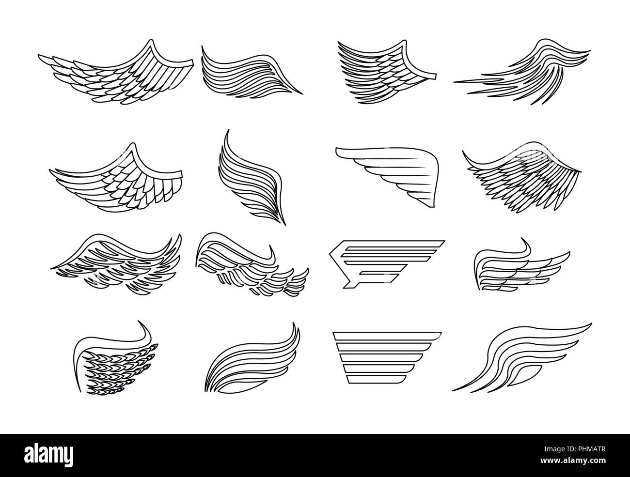 Set of wings emblems Stock Vector Image & Art - Alamy