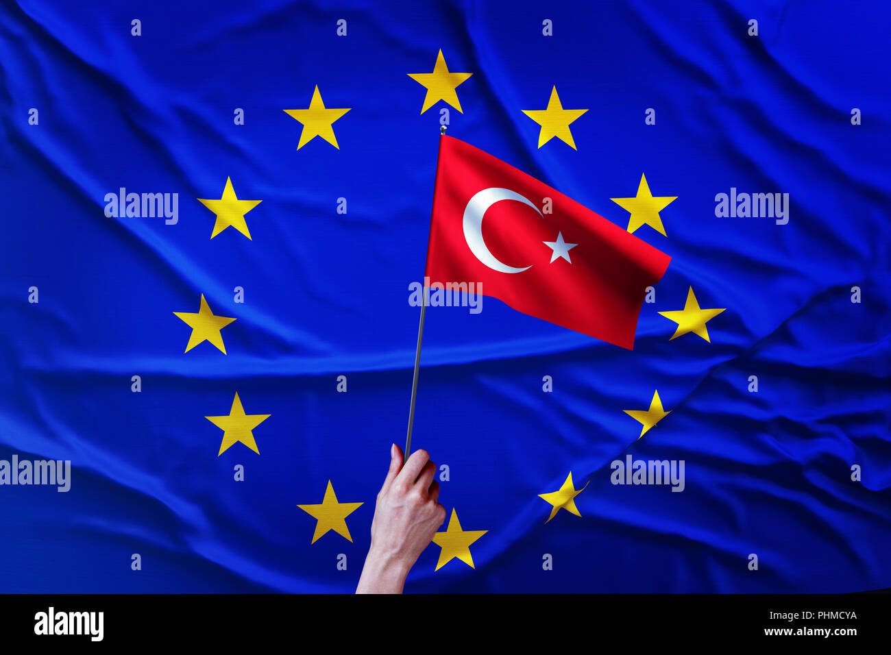 Flag of the European Union and Turkey Stock Photo Alamy