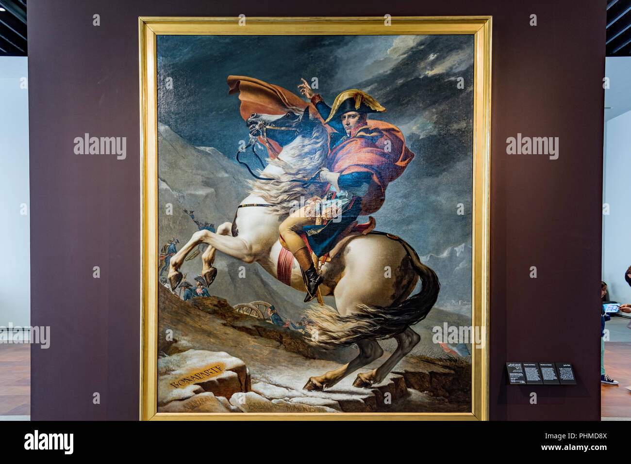 Napoleon Crossing the Alps as shown in the Louvre Abu Dhabi, U.A.E. Stock Photo