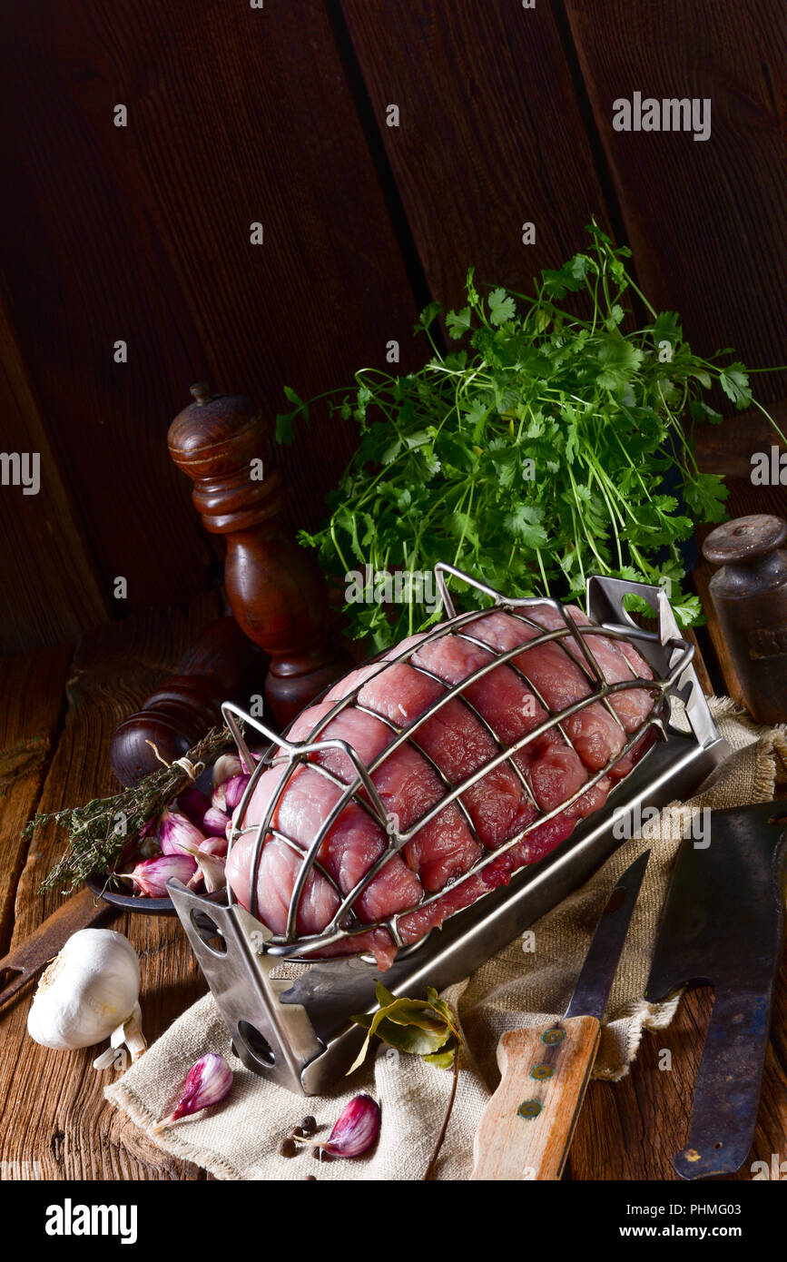 pressure ham cooker with raw ham Stock Photo Alamy