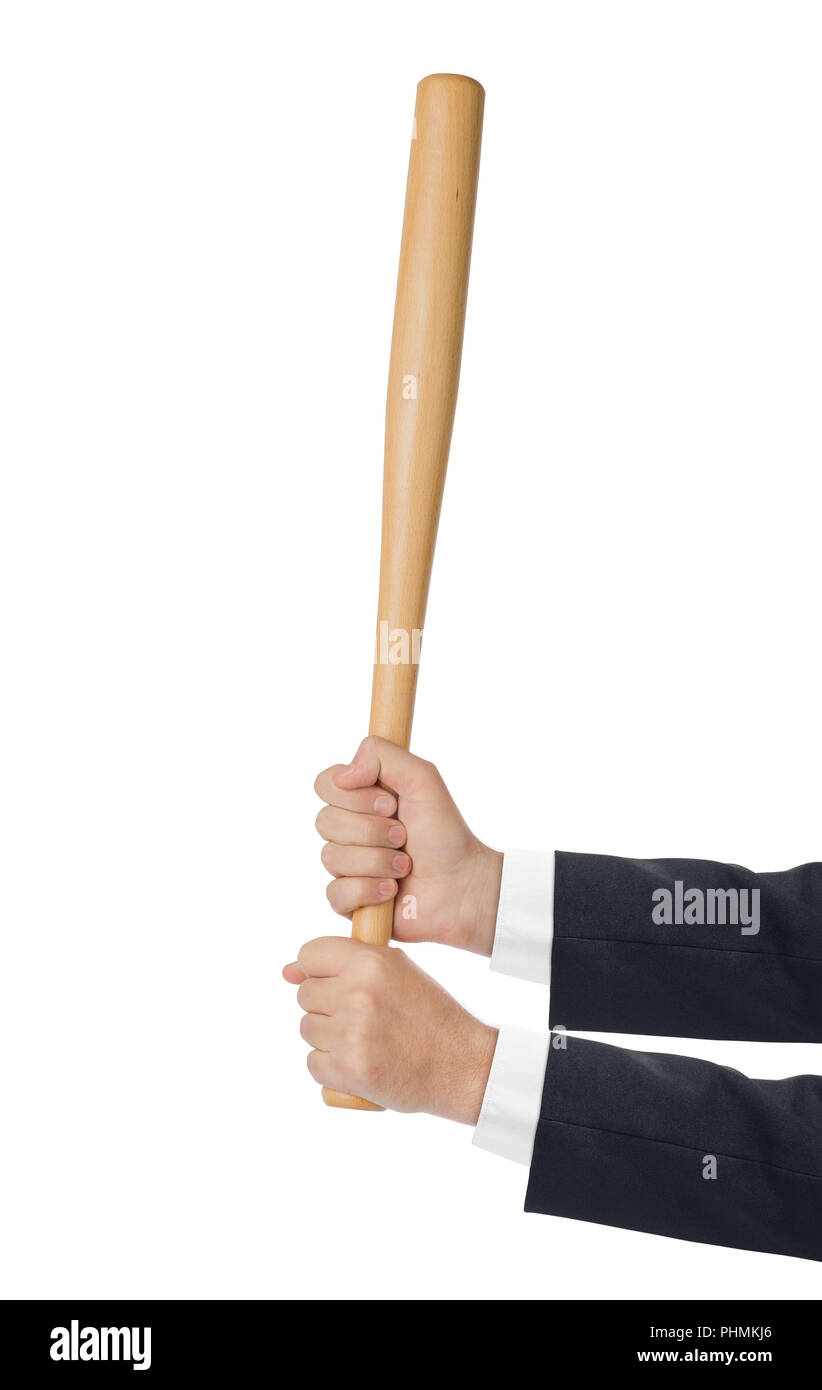 Hands with baseball bat Stock Photo