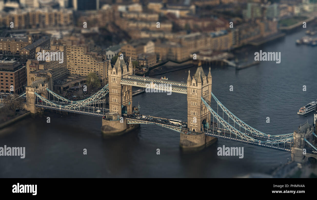 London Tower Bridge Aerial Stock Photo