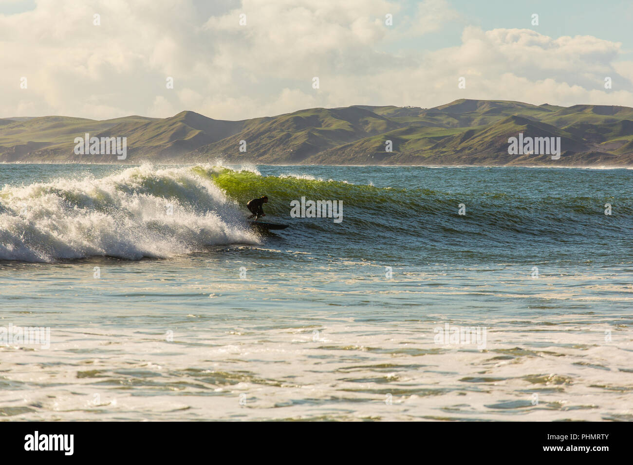 Legendary Raglan Surf Beach  - Manu Bay Stock Photo