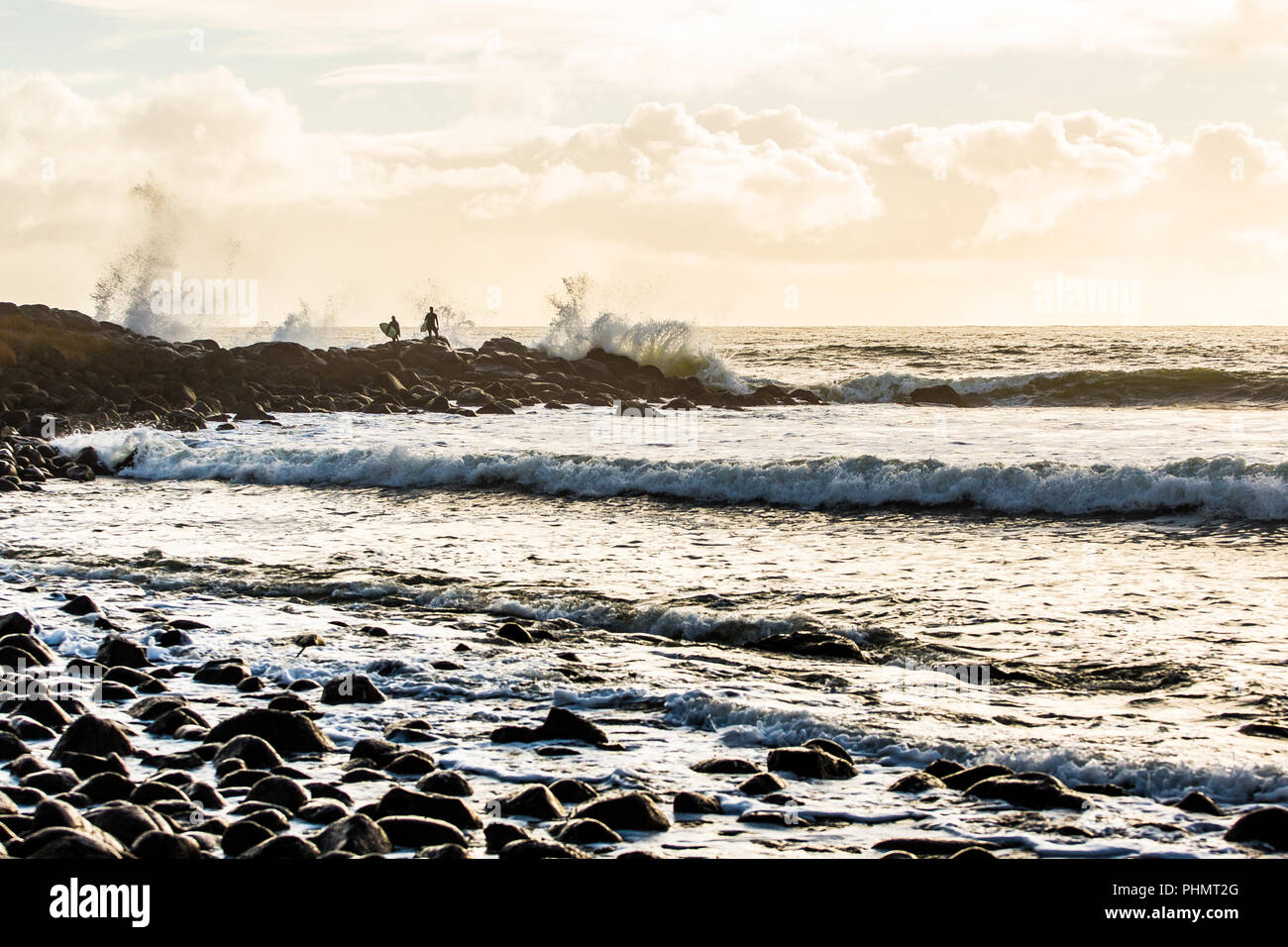 Legendary Raglan Surf Beach  - Manu Bay Stock Photo