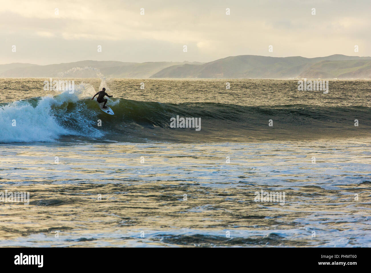 Legendary Raglan Surf Beach  - Manu Bay Stock Photo