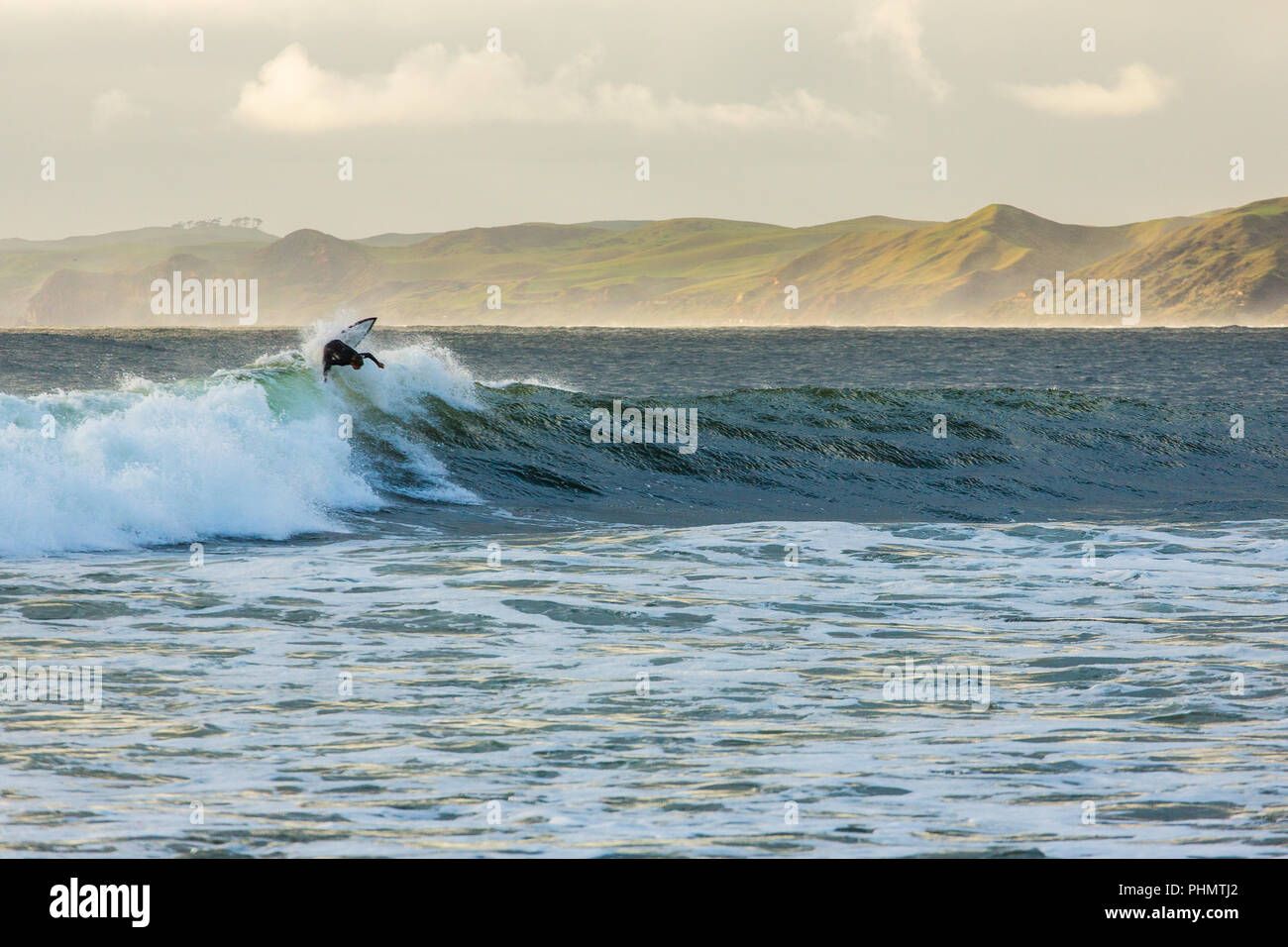 Legendary Raglan Surf Beach  - Manu Bay Stock Photo