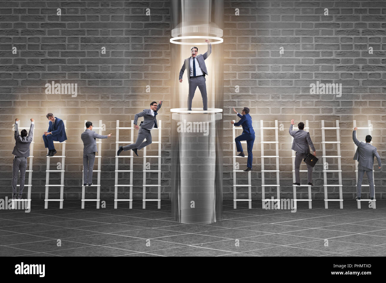 Businessmen in accelerated and fast promotion concept Stock Photo - Alamy