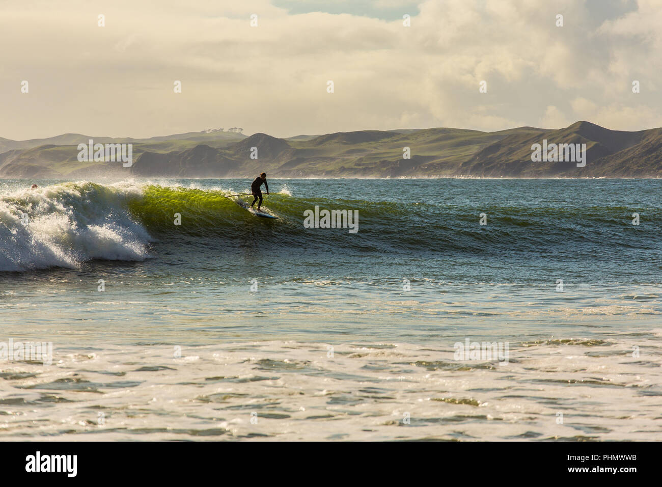 Legendary Raglan Surf Beach  - Manu Bay Stock Photo