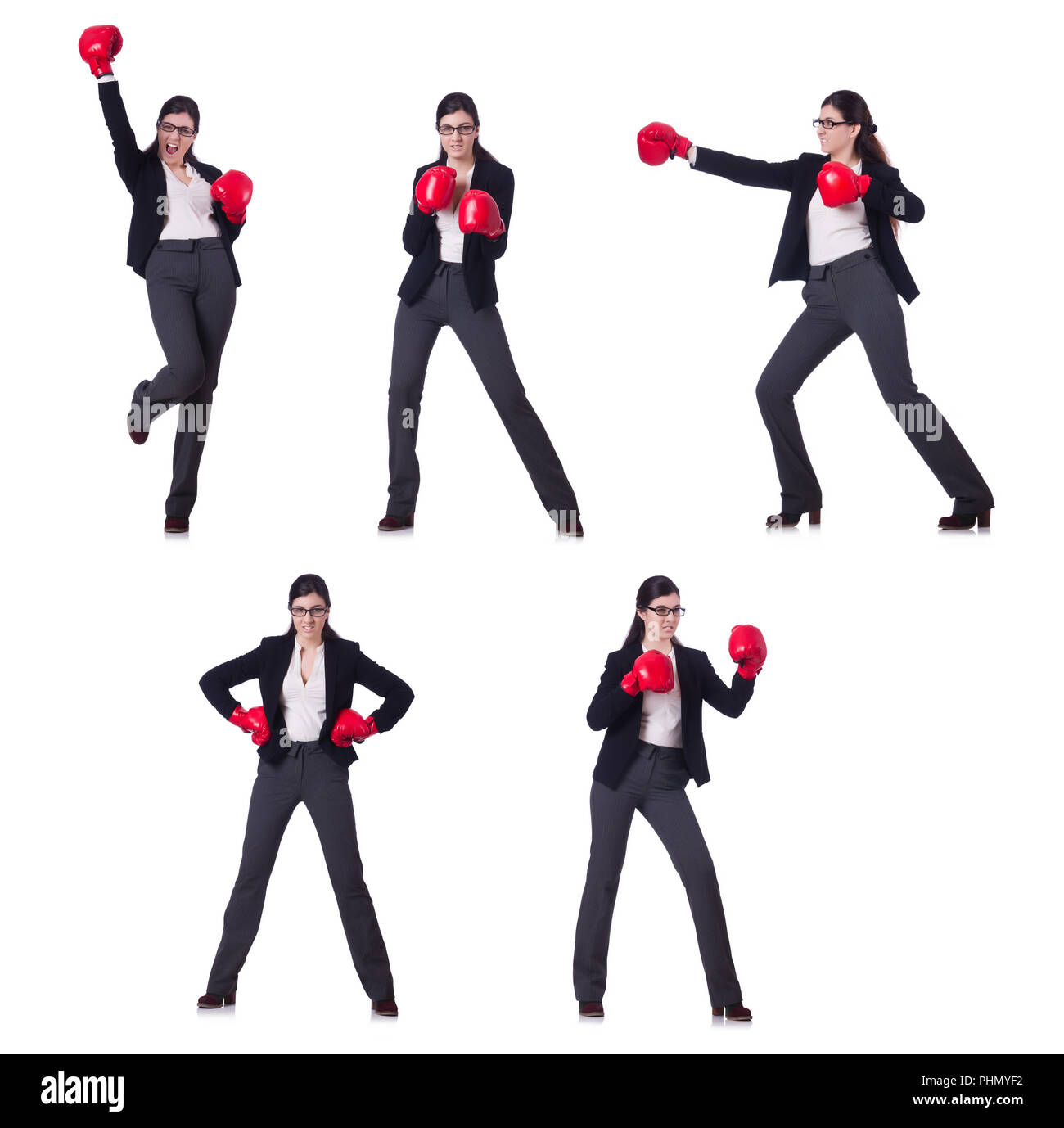 Young boxing businesswoman isolated on white Stock Photo Alamy Young boxing businesswoman isolated on white Stock Photo Alamy
