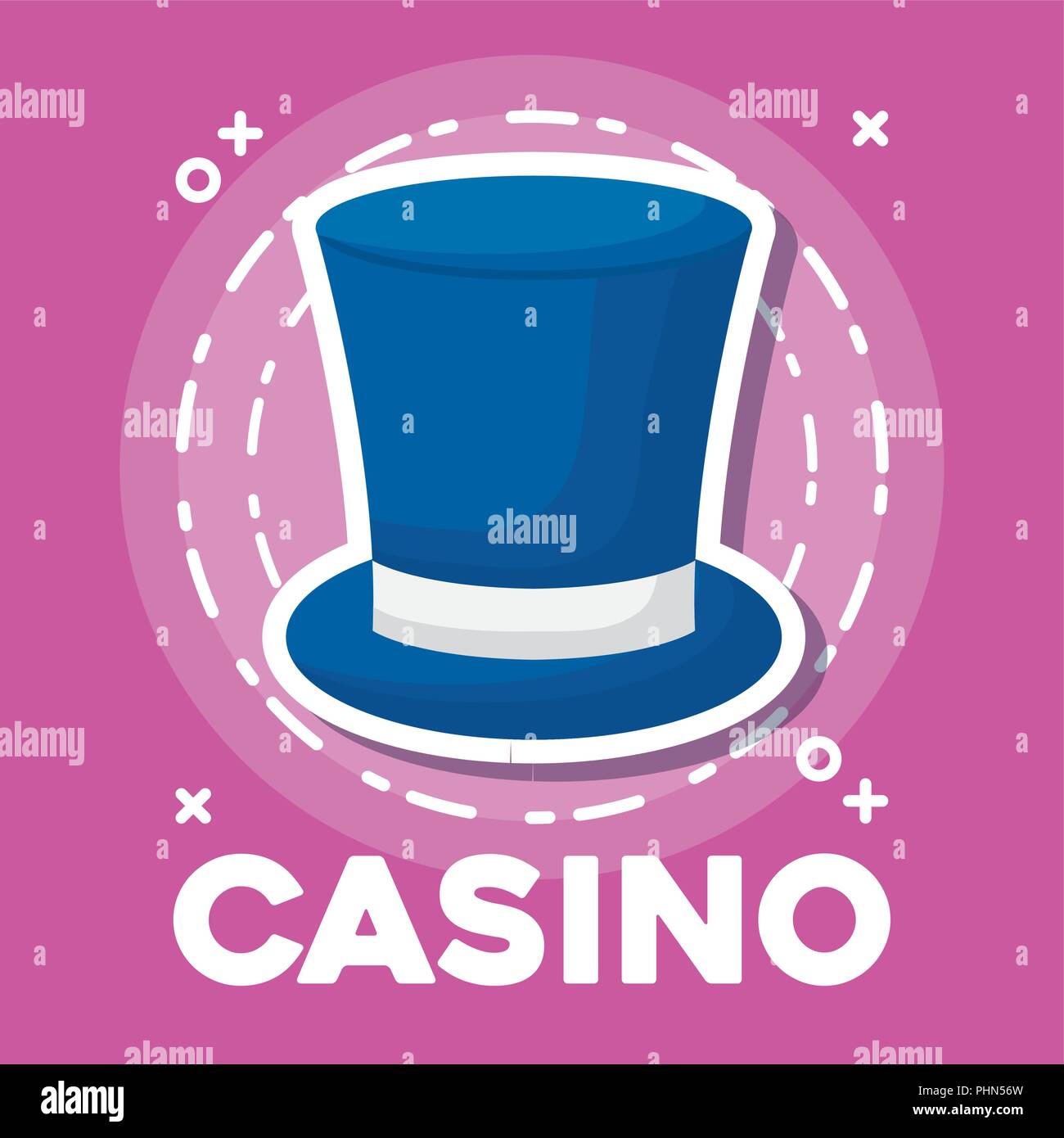 casino design with top hat icon over pink background, colorful design. vector illustration Stock Vector