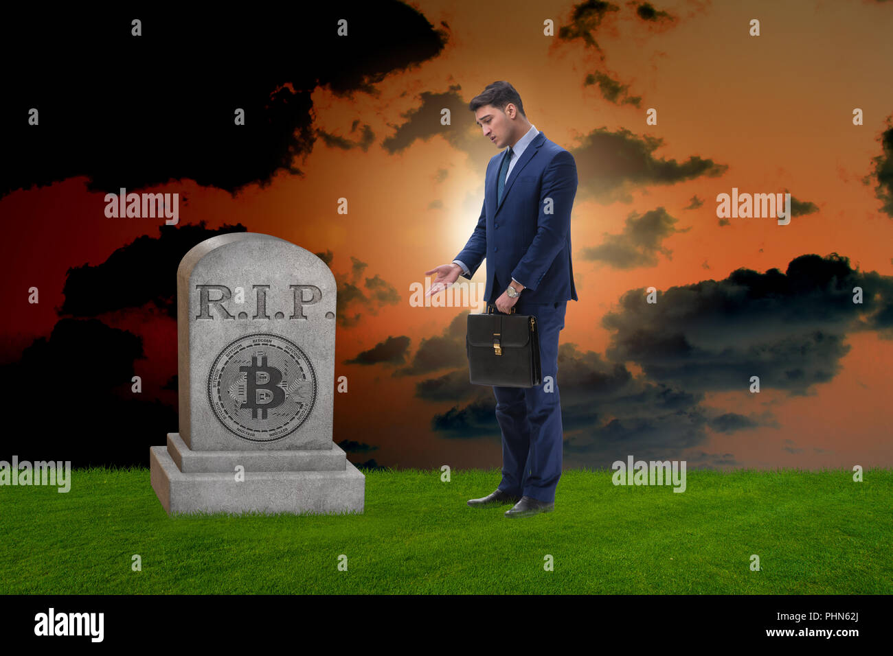 Businessman mourning the demise and death of bitcoin Stock Photo - Alamy