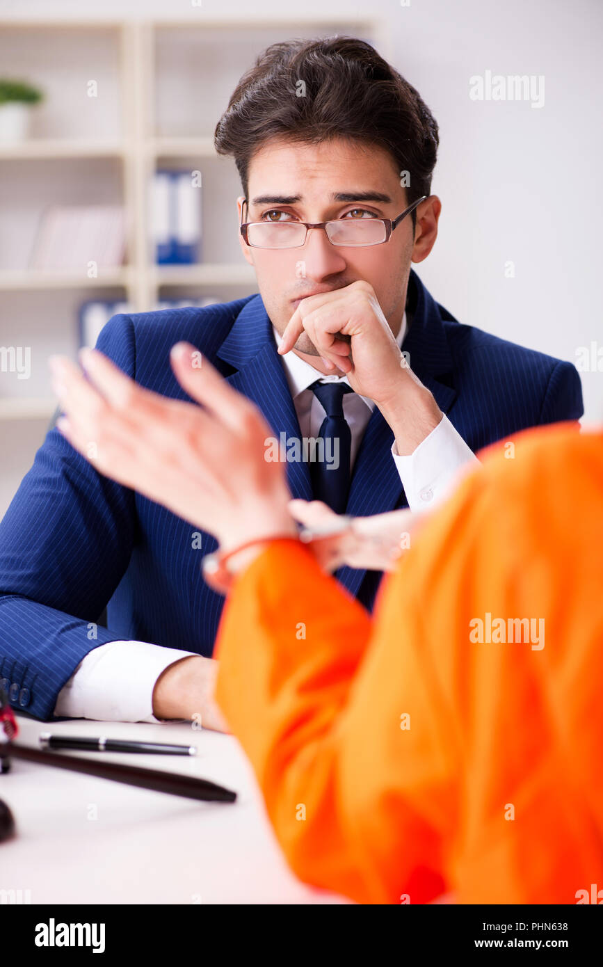 Lawyer meeting his client in prison Stock Photo Alamy
