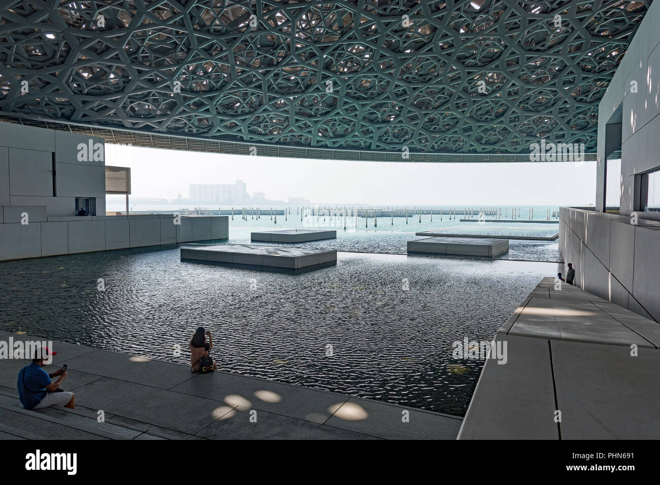 Images of the inside courtyard of the Louvre Abu Dhabi, U.A.E. Stock Photo