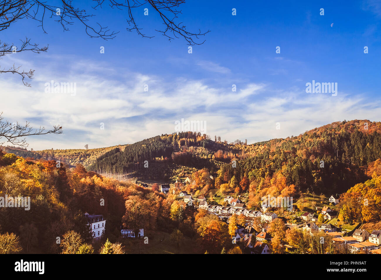 View over autumnal city of Hagen Stock Photo