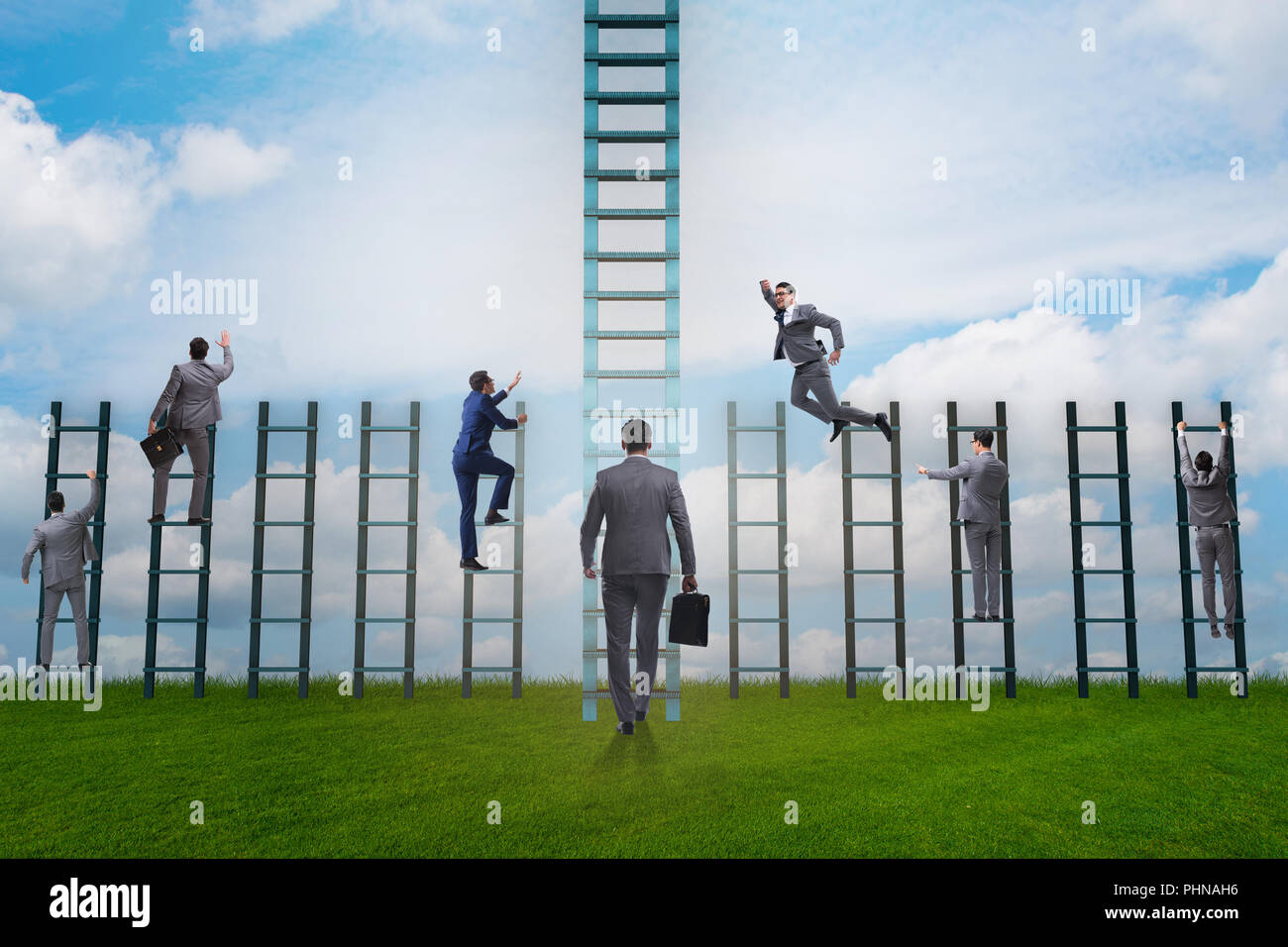Competition concept with businessman beating competitors Stock Photo ...