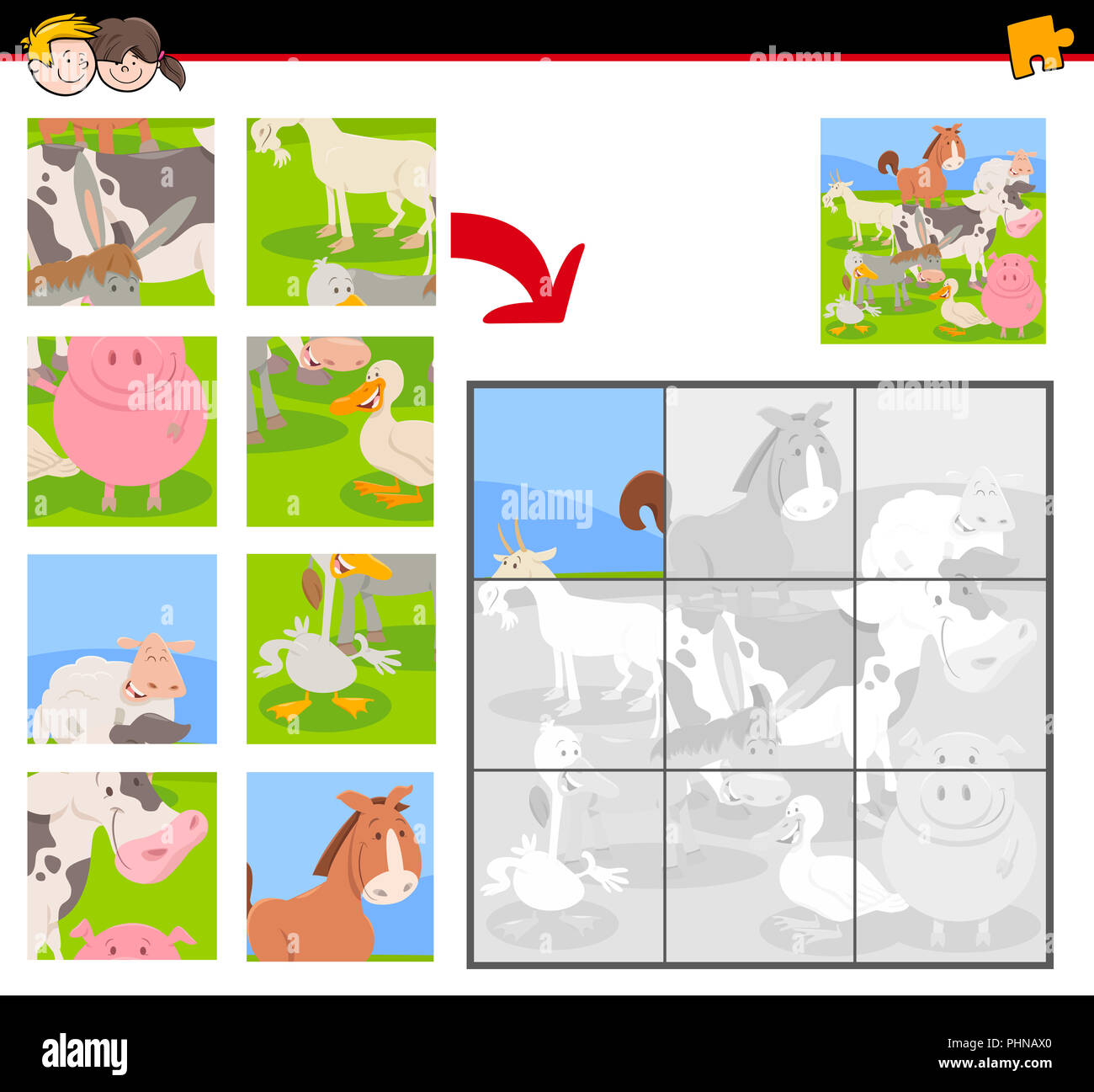 jigsaw puzzles with farm animals stock photo alamy
