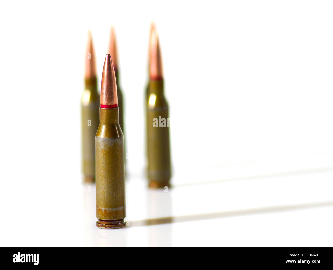 Ammunition cartridges on white background Stock Photo