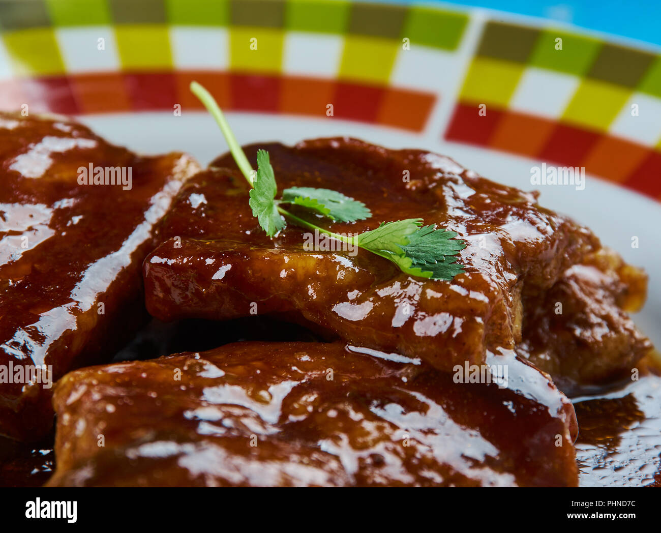 Red Wine Caramelized Pork Belly Stock Photo Alamy