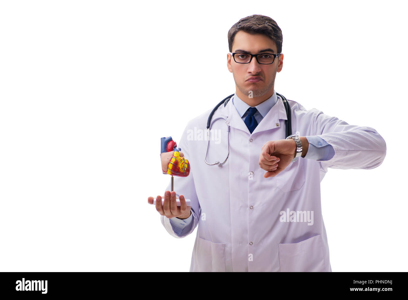 Young doctor with heart shape isolated on white Stock Photo - Alamy