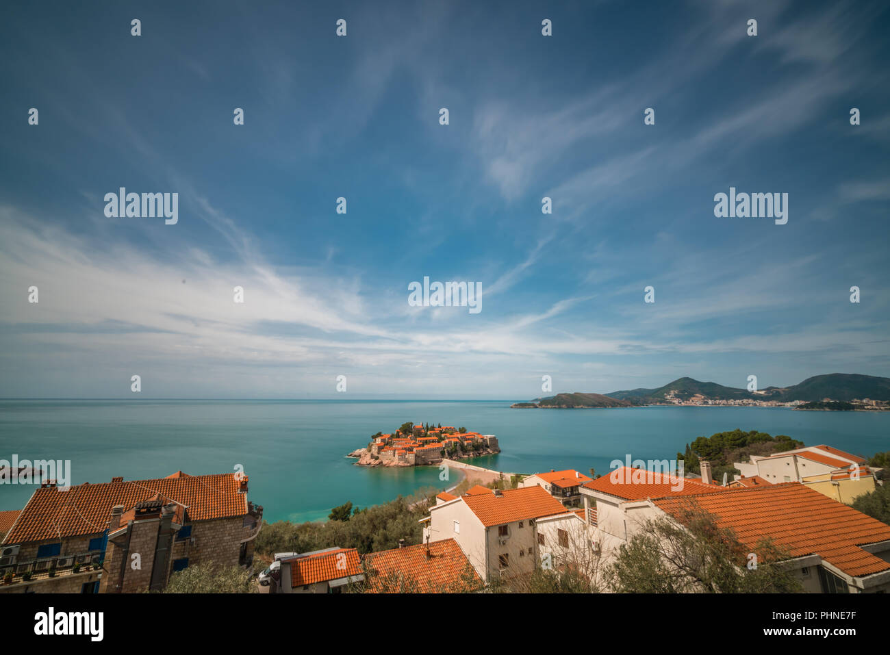 Historical Sveti Stefan old town Stock Photo