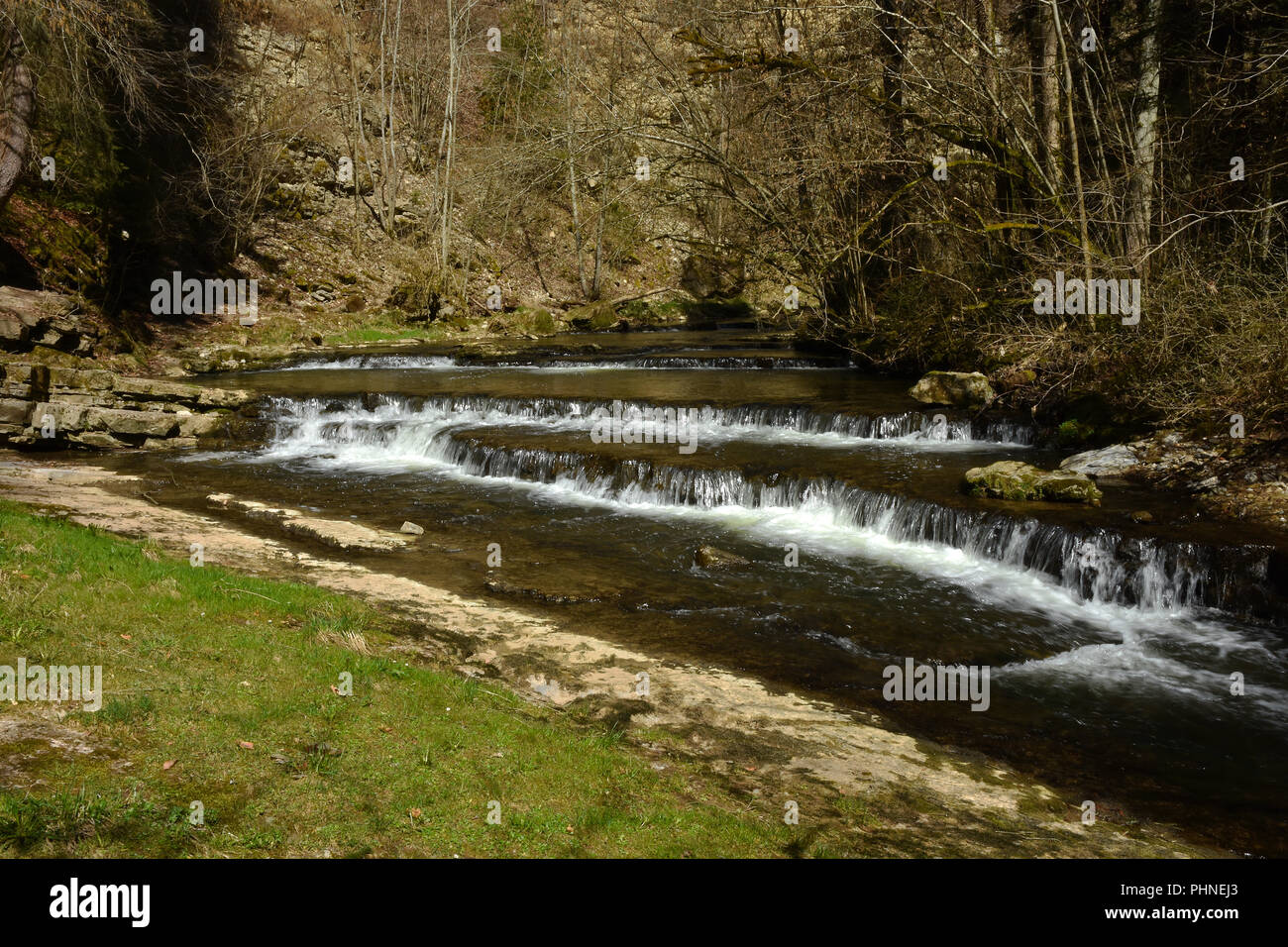 Ravine; gorge; chasm; Schlichem; waterfall; Germany; Stock Photo