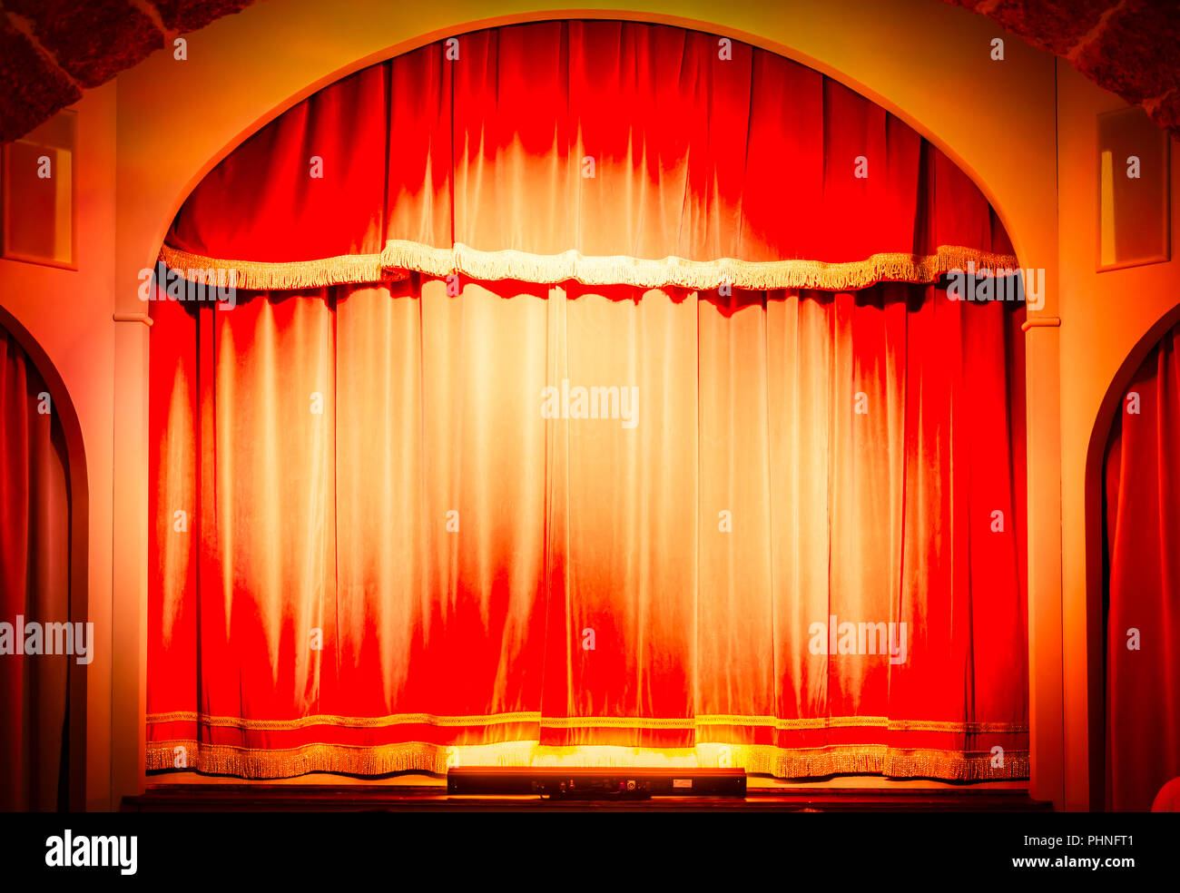 Theatre curtain on stage Stock Photo Alamy