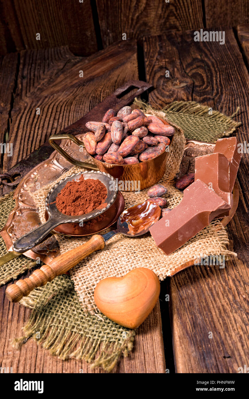 chocolate cocoa and cocoa beans Stock Photo Alamy