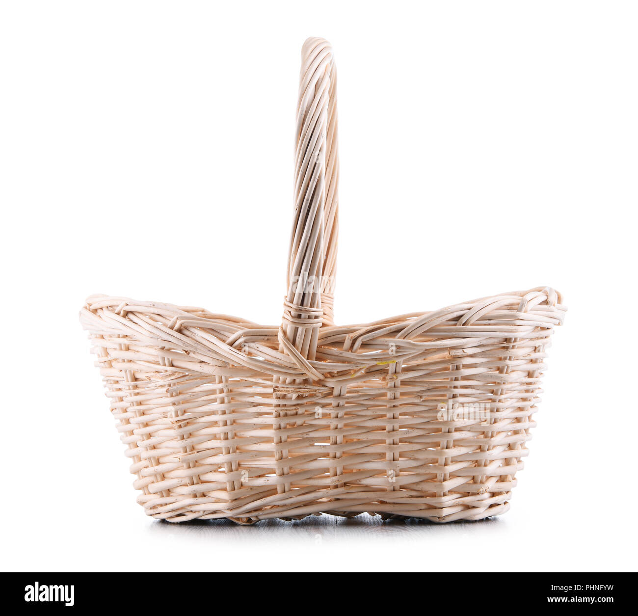 Empty wicker basket isolated on white background Stock Photo - Alamy