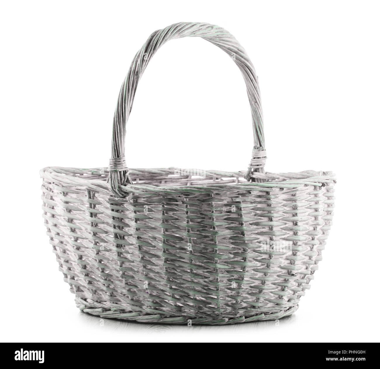 Empty wicker basket isolated on white background Stock Photo - Alamy