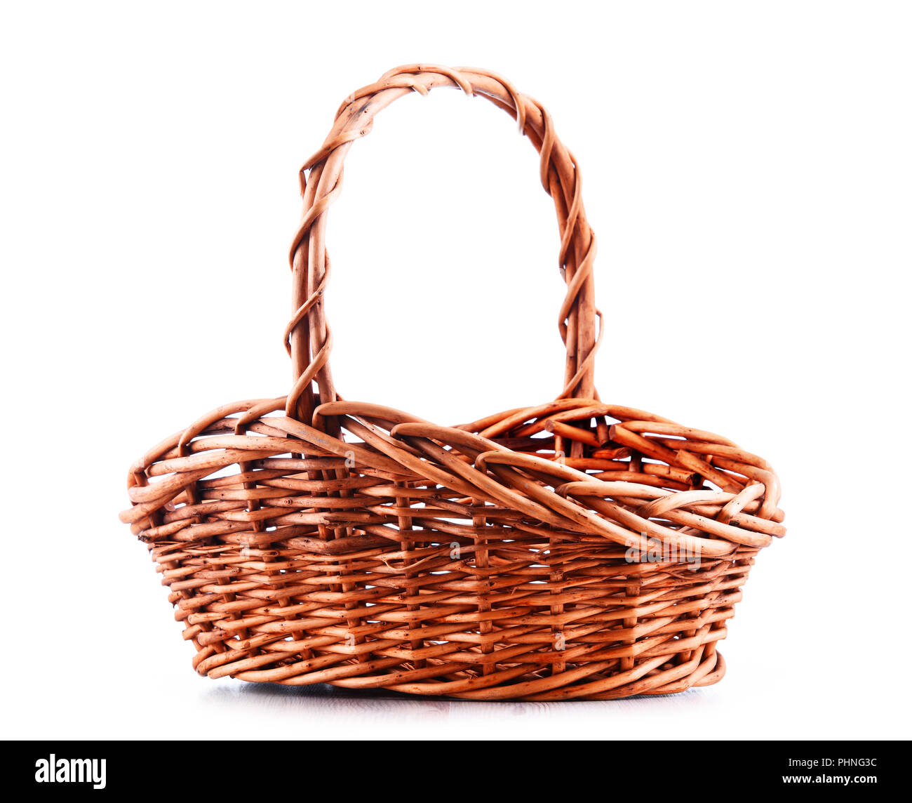 Empty wicker basket isolated on white background Stock Photo - Alamy