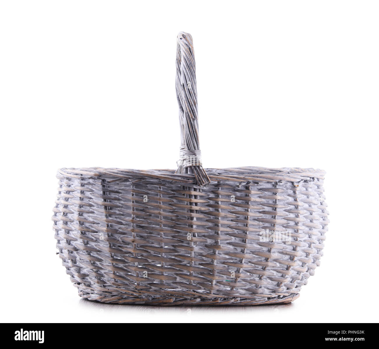 Empty wicker basket isolated on white background Stock Photo - Alamy