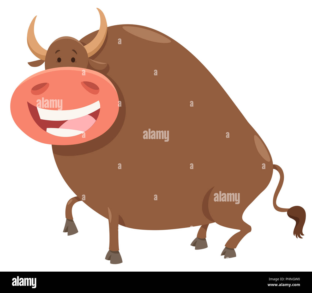 happy bull cartoon farm animal character Stock Photo