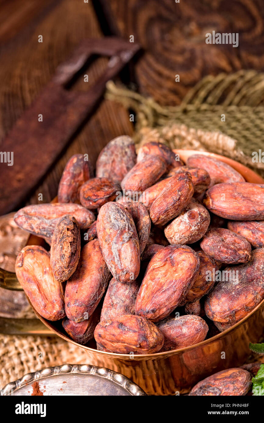 chocolate cocoa and cocoa beans Stock Photo Alamy