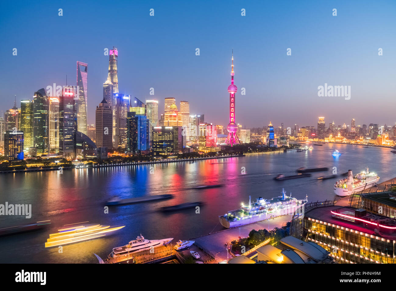 night view of shanghai skyline Stock Photo