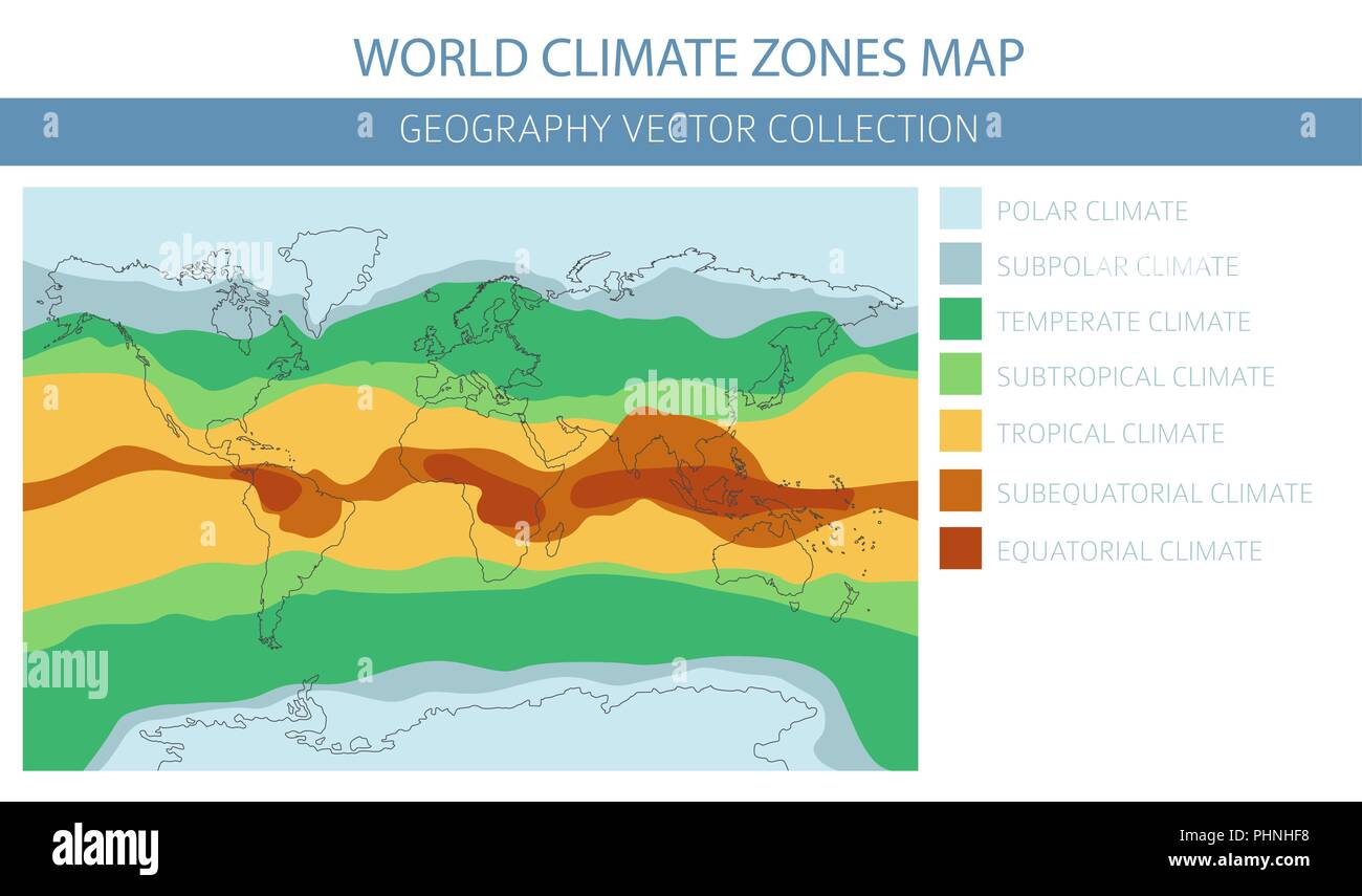 World climate zones map elements. Build your own geography info graphic collection. Vector illustration Stock Vector