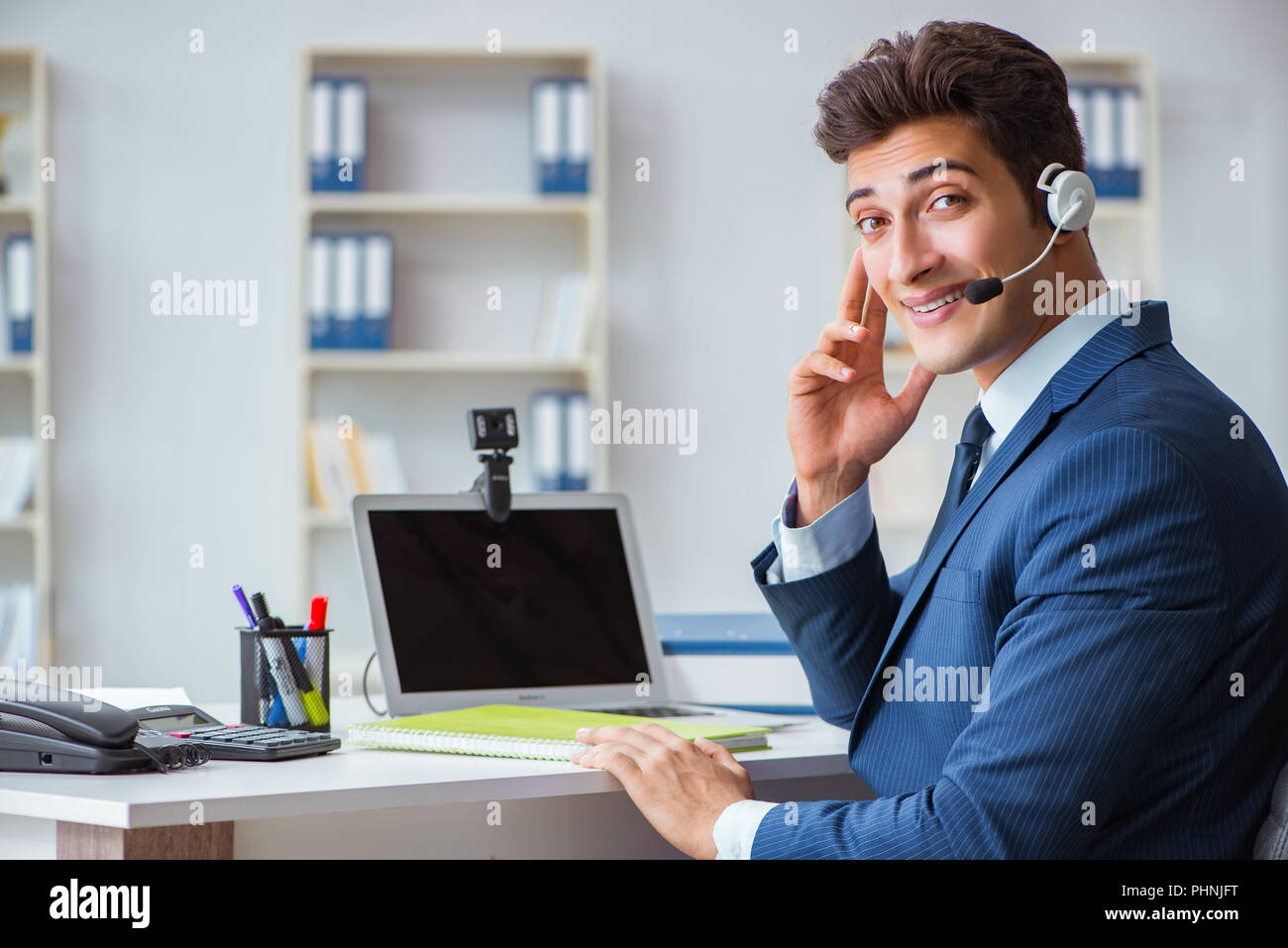 Young Help Desk Operator Working In Office Stock Photo 217449116