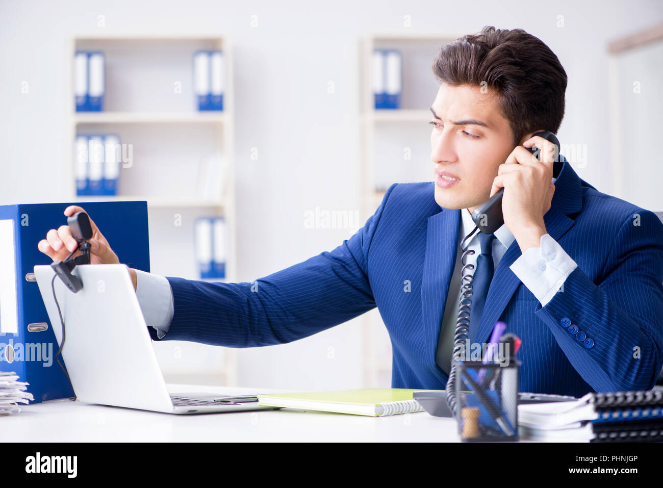 Young Help Desk Operator Working In Office Stock Photo 217449142