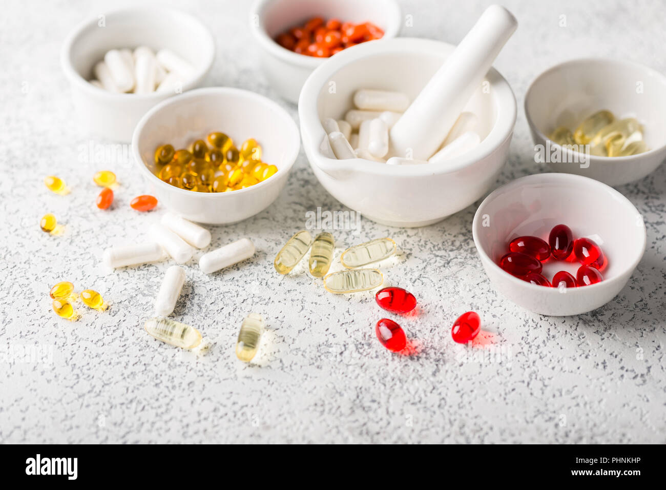 Medicine pills, tablets and capsules Stock Photo