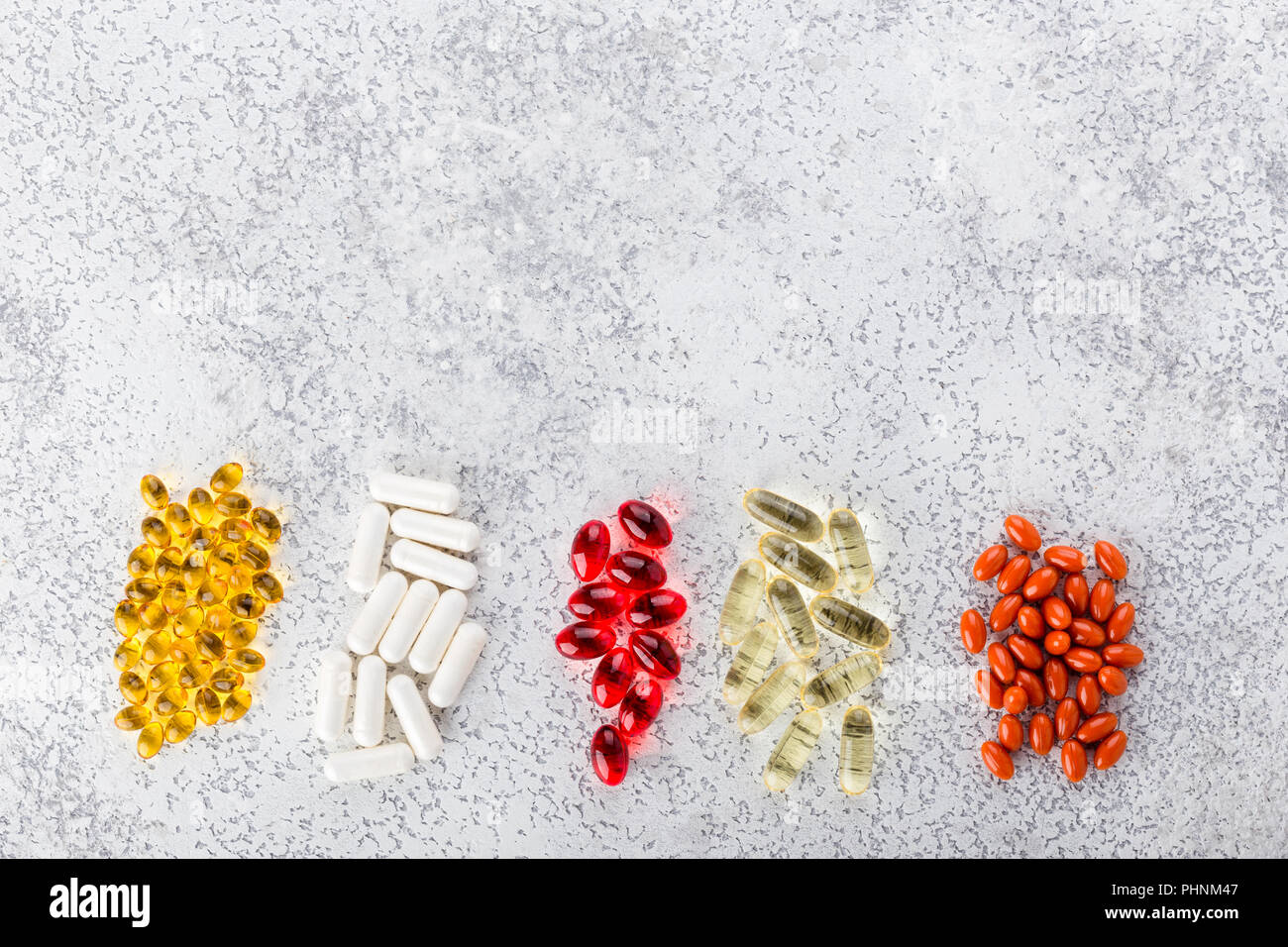 Medicine pills, tablets and capsules Stock Photo