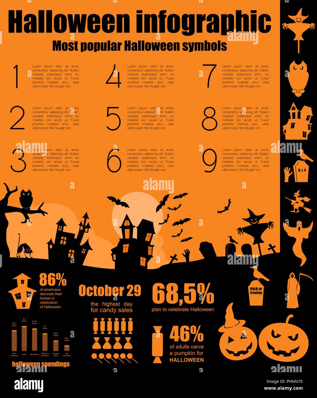 Halloween infographic design. Vector illustration Stock Vector